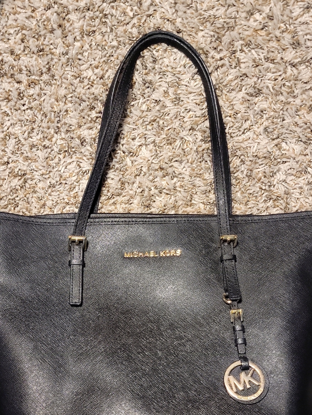 Michael Kors Black Tote with Gold MK Charm